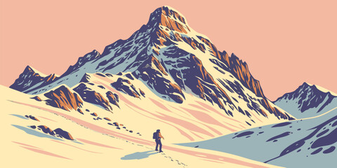 Snowy Mountain Peak at Sunrise © Siham