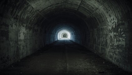 Obraz premium Underground passage with bright exit, highlighting security and wayfinding in subterranean environments