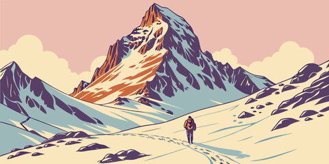 Snowy Mountain Peak at Sunrise © Siham