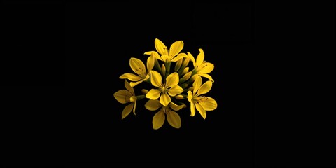 Yellow flowers arranged on a black background suitable for text overlays or layout design, background for editorial or graphic projects
