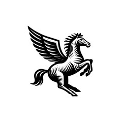 Fototapeta premium Winged horse graphic illustration for logos symbols and conceptual designs