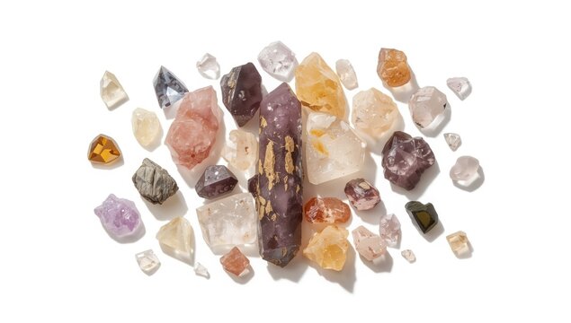 Set of natural scapolite specimens isolated against white for geological study and classification