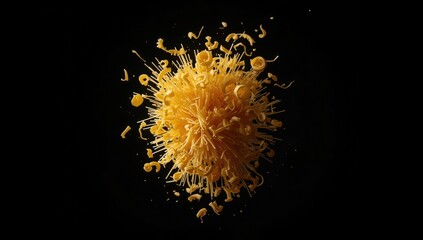 Flying pasta grains suspended in midair against dark backdrop, ideal for food styling and editorial use