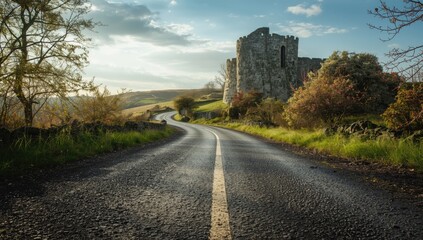Flint road surface with a wall behind, focusing on roadway repair and preservation