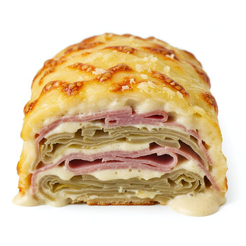 Belgian Chicons au Gratin Cut Open Showing Creamy Layers