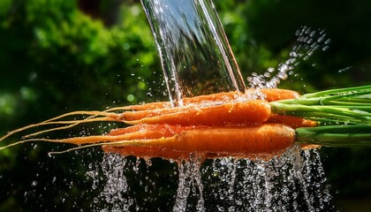 vibrant carrots being washed under running water