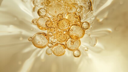 Macro shot of air bubbles in water highlighting surface tension for editorial header backgrounds