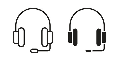 Support headset icons symbol. Simple, flat design for web or mobile app