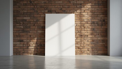 White poster attached to a brick wall functioning as a layout background for design elements