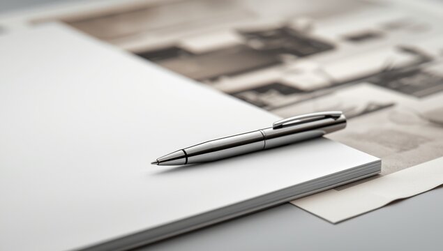 Close-up of a blue biro pen on paper, highlighting everyday office supplies for writing tasks, World Pen Day