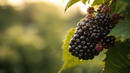 Blackberries ripening on a farm in Texas, highlighting fresh fruit and local food sourcing