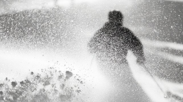 Skier moves through snow at a winter location during a snowstorm