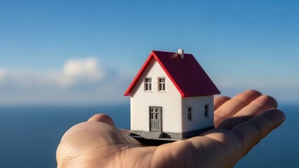 Miniature house model isolated on white background
