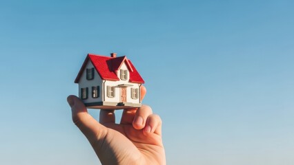 Miniature house model isolated on white background