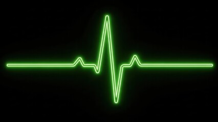 Neon green heart rate line on black background