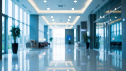 Blurred background of modern hospital lobby or office building