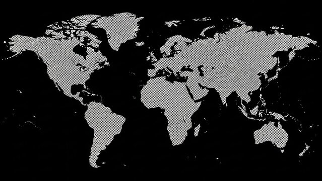 Dotted world map on black background. - Powered by Adobe