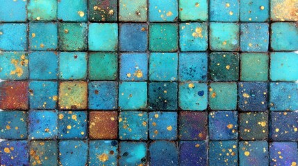 Colorful squares arranged in a grid pattern show varying shades and textures