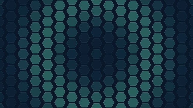 Futuristic hexagon grid animated ripple wave effect 4K seamless loop honeycomb pattern color-shifting cells tech presentations