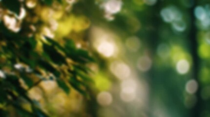 Abstract blurred green background inspired by nature, featuring soft bokeh highlights and diffused sunlight. The image creates a fresh, organic, and peaceful atmosphere, perfect for eco themes, spring - Powered by Adobe