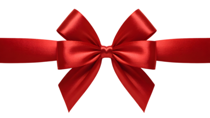red satin ribbon bow for gift wrapping and decoration transparent background