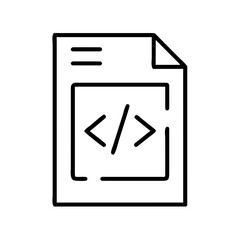 Stylized code file icon symbolizing coding process and website development tasks