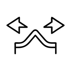 Stylized converging path with right and left arrow indicating a change