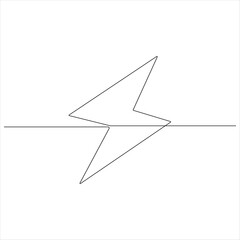 Continuous one line lightning bolt icon minimal electric energy vector