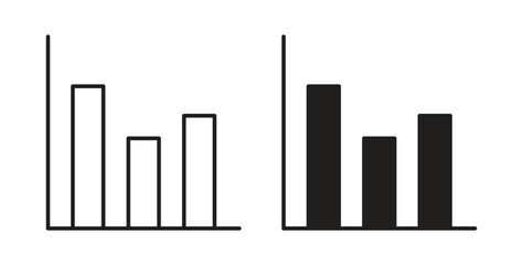 Bar chart icons illustration, editable stroke, flat design style isolated on white © iconic