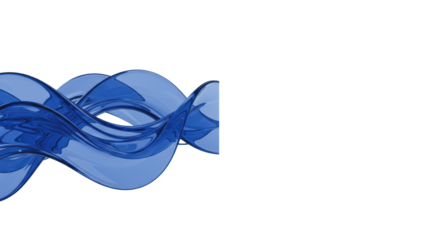 Dynamic abstract sapphire blue volumetric wave structure resembling polished glass or viscous liquid on a transparent background, concept of high-speed data transfer