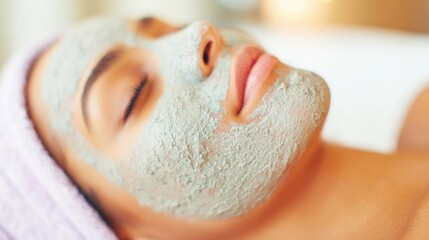 Woman receives facial treatment at a spa in a relaxing setting