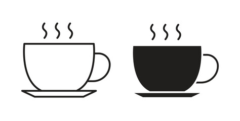 Obraz premium Coffee icons illustration, editable stroke, flat design style isolated on white