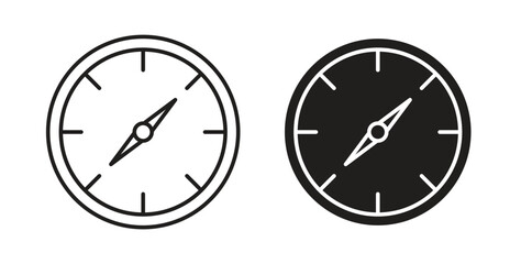 Compass icons illustration, editable stroke, flat design style isolated on white