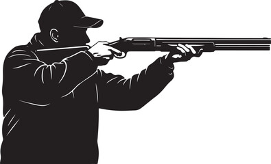 Black Silhouette of Person Holding a Rifle Aiming also transparent background
