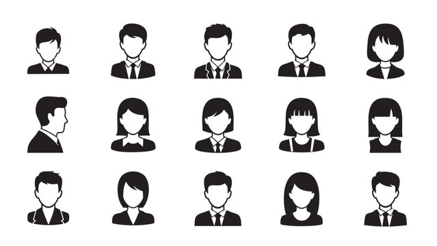 Set of diverse professional flat design avatar icons for business