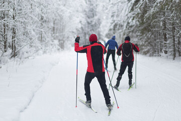 Cross-country skiing in winter