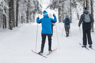 Cross-country skiing in winter
