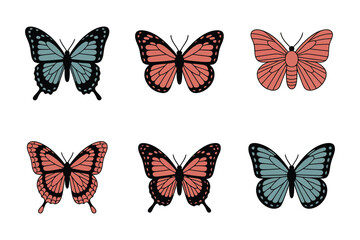 Colorful Butterfly Illustration Collection on White Background © Sadek
