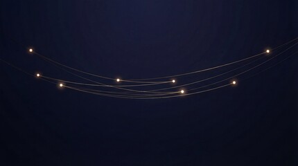 A serene night sky with a curved trajectory of lights against a dark background