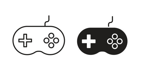 Gamepad icons illustration, editable stroke, flat design style isolated on white © iconic
