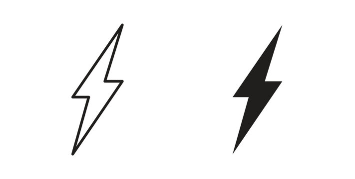 Lightning bolt icons illustration, editable stroke, flat design style isolated on white