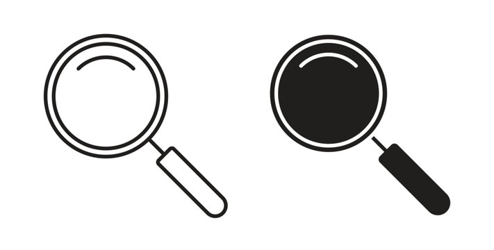 Loupe icons illustration, editable stroke, flat design style isolated on white