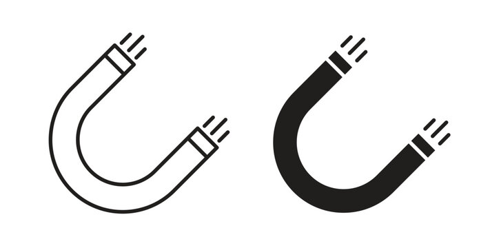 Magnet icons illustration, editable stroke, flat design style isolated on white