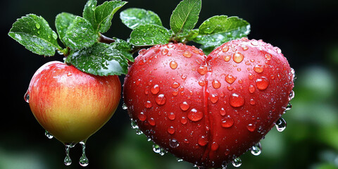 Red Heart Fruit with Water Drops