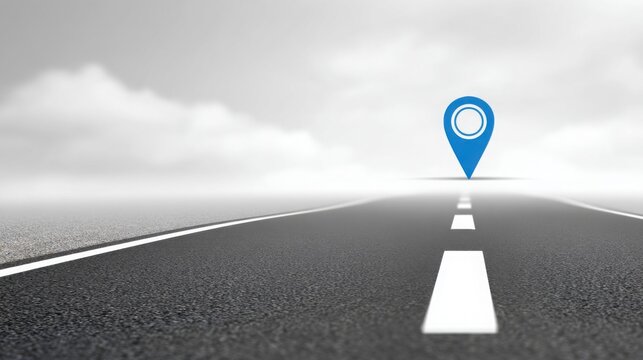 Grey Road with Blue Location Pin Icon