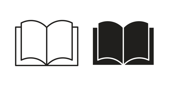 open book icons illustration, editable stroke, flat design style isolated on white