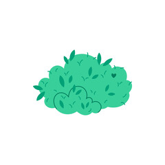 Green bush with fresh leaves, vector illustration. Simple and cute spring element symbolizing growth, nature, and garden life