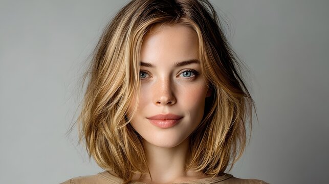 Woman with short brown hair and a tan shirt