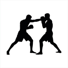 Fototapeta premium Two boxers fighting isolated on white background