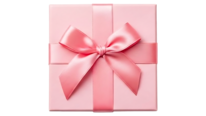 Pink gift box with ribbon bow Isolated on transparent background